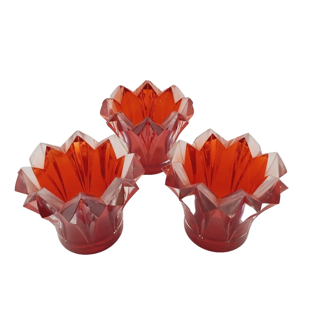 Vintage Bohemia Crystal Candle Holder X3 Made Czech Republic Adult's Red SEE PIC
